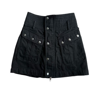 THE KOOPLES DENIM MILITARY SKIRT MINI STUDS Black Sz 1